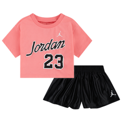 Girls' Infant - Jordan Flowy Durasheen Shorts Set - Black/Pink Gaze
