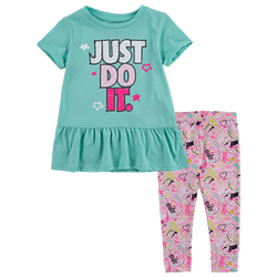 Girls' Infant - Nike Scribble Tunic & Legging Set - Pink/Fire Pink/Emerald Rise 
