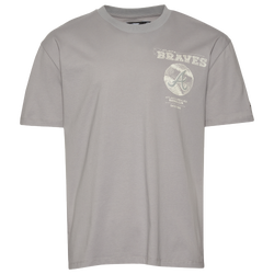 Men's - Pro Standard Braves Blueprint Pro Drop Shoulder FC T-Shirt - Silver