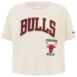 Girls' Grade School - Pro Standard Chicago Bulls Retro Classic SS Boxy T-Shirt - Eggshell