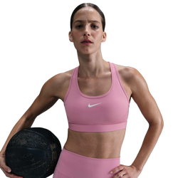 Women's - Nike Dri-FIT Swoosh Medium Support Bra - White/Elemental Pink