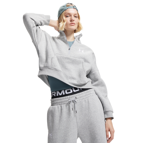 Under Armour Icon Fleece Oversized Half-Zip - Under Armour Mod Gray/White