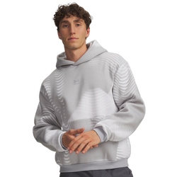 Men's - Under Armour Icon Print Fleece Hoodie - Gray/White/Reflective