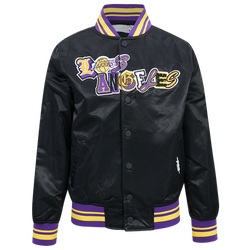 Boys' Grade School - Pro Standard Lakers Satin Jacket - Black/Yellow