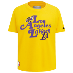 Boys' Grade School - Pro Standard Lakers Script T-Shirt - Yellow/Purple