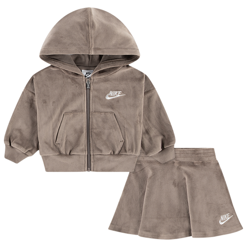 GIRLS - Nike Velour Scooter Set - Mink Brown/Sweet Beet
