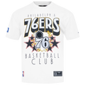 Pro Standard 76ers Empire Pro Drop Shoulder T-Shirt - Pro Standard White/Multi