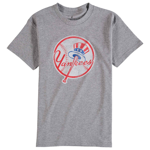 

Boys Fanatics Fanatics Yankees Distressed Logo T-Shirt - Boys' Grade School Grey Size S