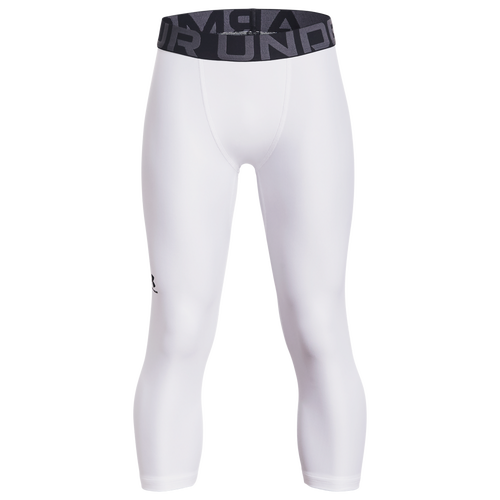 

Under Armour Boys Under Armour Armour HeatGear 3/4 Leggings - Boys' Grade School Black/White Size XL