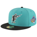 New Era Marlins 59Fifty World Series Side Patch Cap - New Era Black/Teal