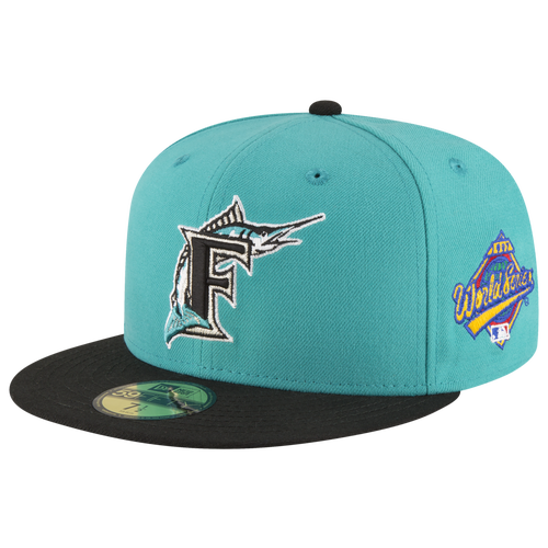  - New Era Marlins 59Fifty World Series Side Patch Cap - Black/Teal