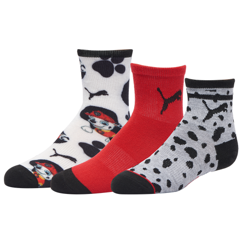 BOYS - PUMA 3PK Quarter Non Terry Crew Socks - Black/Multi