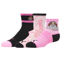 Girls' Infant - PUMA 3PK Qtr Non Terry Crew Socks - Pink/Black