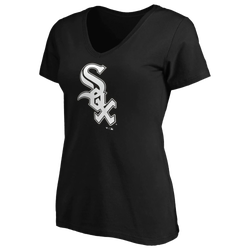 Women's - Fanatics White Sox Core Official Logo V-Neck T-Shirt - Black/Black