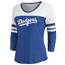 Fanatics Dodgers Wordmark 3/4 Sleeve V-Neck T-Shirt - Women's Heather Royal/Blue
