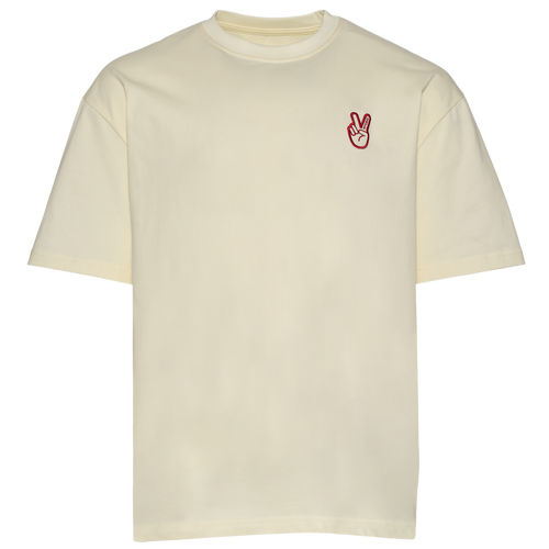 MENS - Deuce Embroidered T-Shirt - Cream/Red