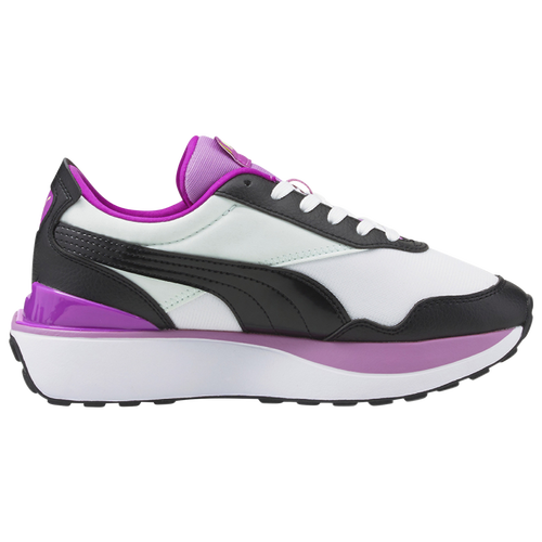 

Girls PUMA PUMA Cruise Rider Silky - Girls' Grade School Shoe White/Black/Purple Size 05.0