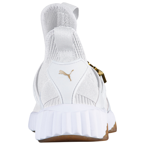 Puma defy varsity mid white & gold shoes best sale