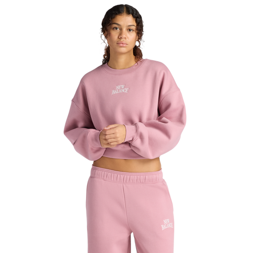  - New Balance Linear Heritage Fleece Crew - Rosewood