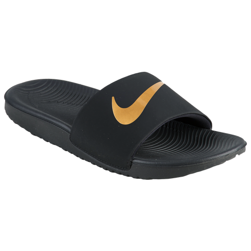 

Nike Boys Nike Kawa Slides - Boys' Grade School Shoes Black/Metallic Gold Size 5.0