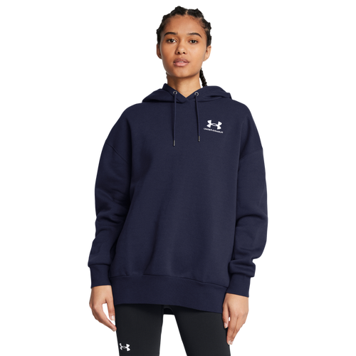 WOMENS - Under Armour Icon Fleece Oversized Hoodie - Midnight Navy/White
