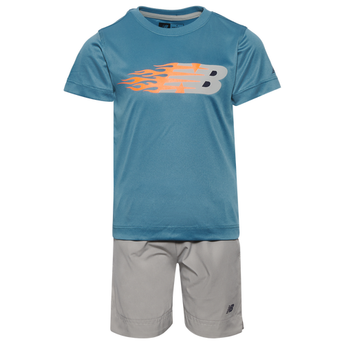 

Boys Preschool New Balance New Balance Graphic T-Shirt/Hybrid Short Set - Boys' Preschool Spring Tide/Rain Cloud Size 4