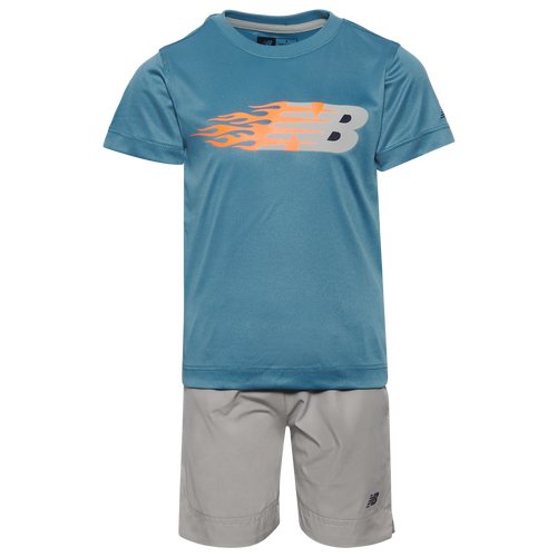 

Boys Preschool New Balance New Balance Graphic T-Shirt/Hybrid Short Set - Boys' Preschool Spring Tide/Rain Cloud Size 7