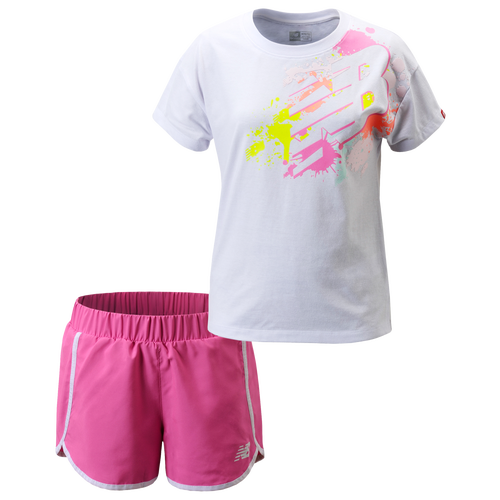 

Girls Preschool New Balance New Balance Big Logo T-Shirt & Shorts Set - Girls' Preschool White/Pink Size 6X