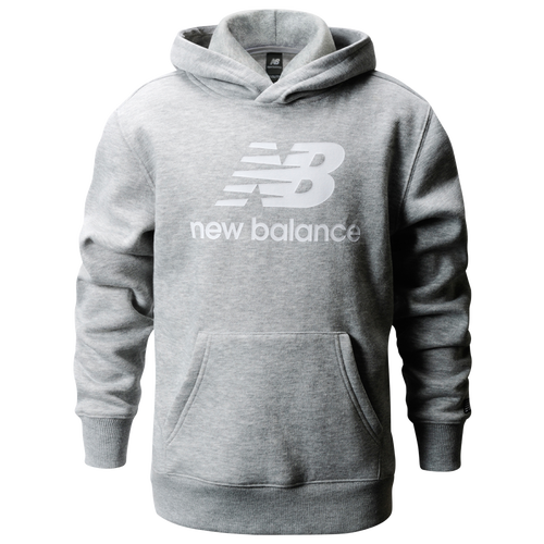 

New Balance Boys New Balance Fleece Pullover Hoodie - Boys' Grade School White/Athletic Grey Size M