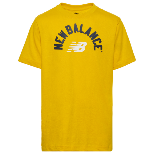 Shop New Balance Boys   Varsity T-shirt In Navy/lemon