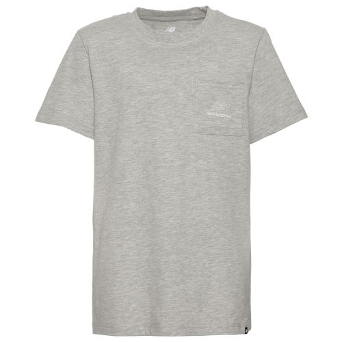 

Boys New Balance New Balance Pocket T-Shirt - Boys' Grade School Grey Heather/Grey Heather Size L