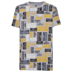 Boys' Grade School - New Balance All Over Print T-Shirt - Yellow/White/Grey