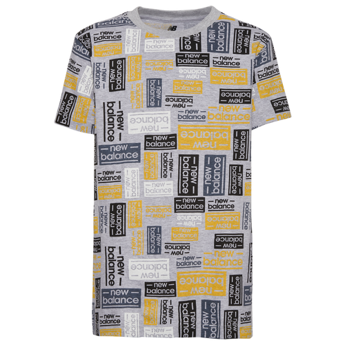 

New Balance Boys New Balance All Over Print T-Shirt - Boys' Grade School Yellow/White/Grey Size L