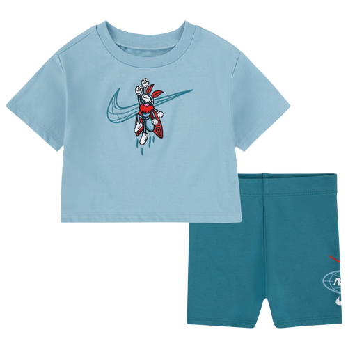 GIRLS - Nike Boxt T-Shirt Bike Short Set - Blue/White
