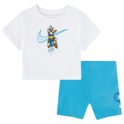 

Girls Infant Nike Nike Boxt T-Shirt Bike Short Set - Girls' Infant Teal/White Size 18MO