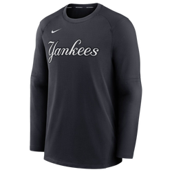Men's - Nike Yankees Authentic Pregame Raglan Sweatshirt - Navy