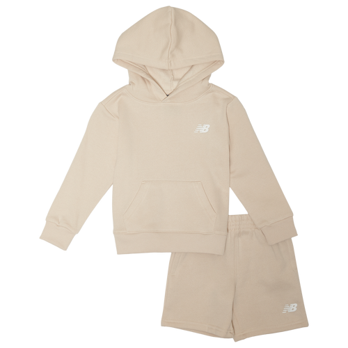 New Balance Boys   Hoodie And Shorts Set In Timberwolf/timberwolf