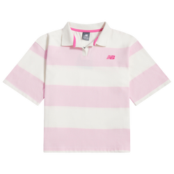 Girls' Grade School - New Balance Stripe Rugby Polo - Pink/White