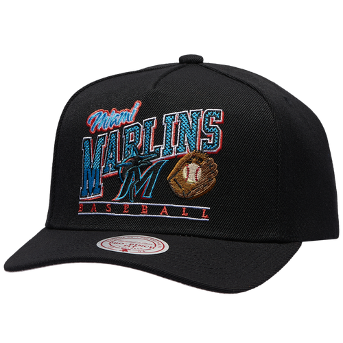 Mitchell & Ness Miami Marlins  Marlins Baseline Pro Pinch Cap In Black