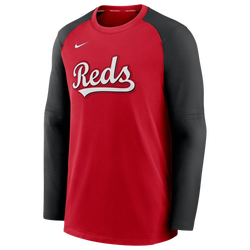 Men's - Nike Reds Authentic Pregame Raglan Sweatshirt - Red/Black