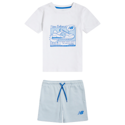 Boys' Preschool - New Balance T-Shirt Short Set - White/Blue
