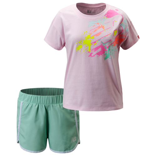 

Girls New Balance New Balance Big Logo T-Shirt & Shorts Set - Girls' Toddler Grey/Pink Size 3T