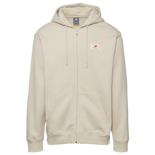  - New Balance Fleece Full-Zip Hoodie - Timberwolf/White