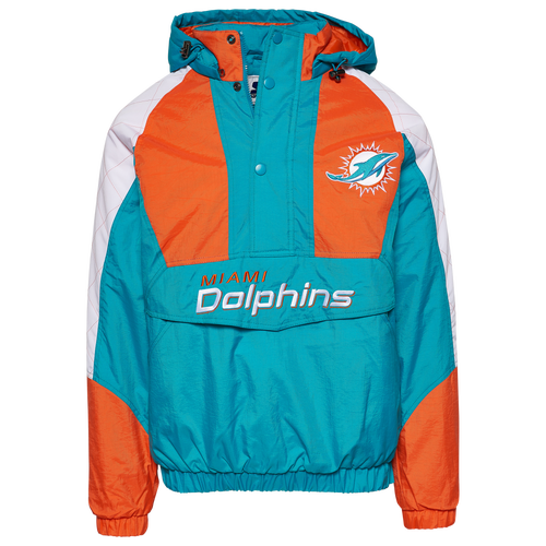 

Starter Mens Miami Dolphins Starter Dolphins The Body Check Hooded Pullover - Mens Orange/Teal Size S