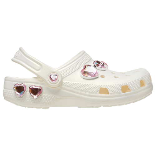 

Girls Crocs Crocs Classic Iridescent Hearts Clogs - Girls' Grade School Shoe Chalk/Chalk Size 04.0