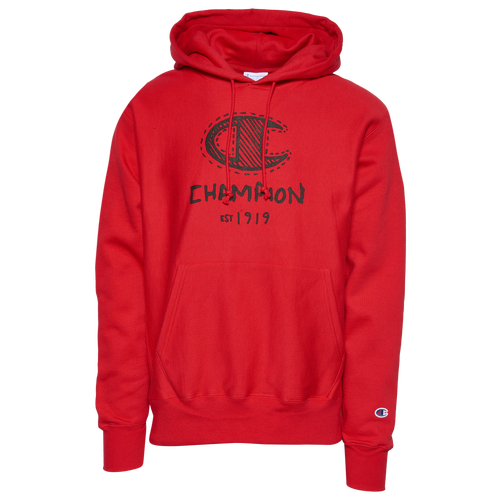 

Champion Mens Champion Doodle Hoodie - Mens Red/Black Size XL