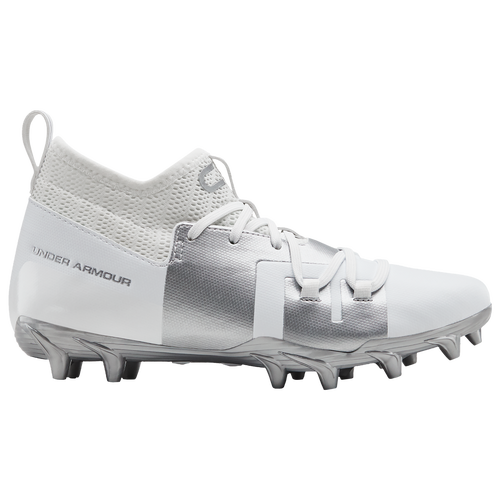 Under Armour C1N MC JR - Boys' Grade School Molded Cleats Shoes - White / Metallic Silver - 3021199-102