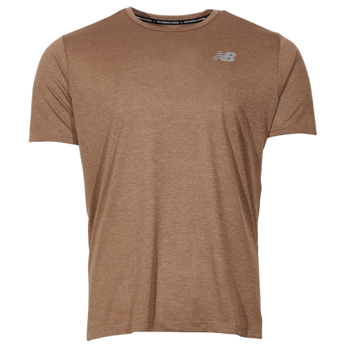 

New Balance Mens New Balance Impact Run Short Sleeve T-Shirt - Mens Mushroom/Brown Size M