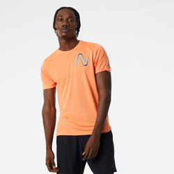 Men's - New Balance Printed Impact Run S/S T-Shirt - Orange