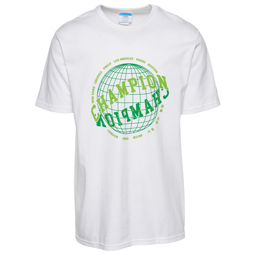 

Champion Mens Champion World Tour T-Shirt - Mens White/Green Size S